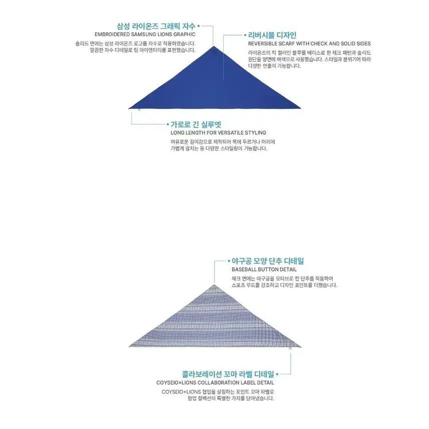 [BUNJANG] Koiseo Samsung Lions Reversible Scarf / 코이세이오 삼성 라이온즈 리버서블 스카프