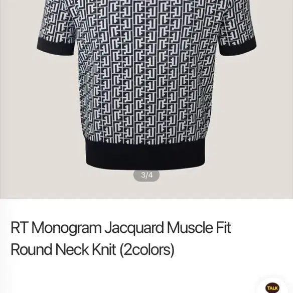 [BUNJANG] Raffinato Etoile Monogram Jacquard Roundneck Knit 50 / 라피나토 에뚜알 모노그램 자카드 라운드넥 니트 50사이즈 판매