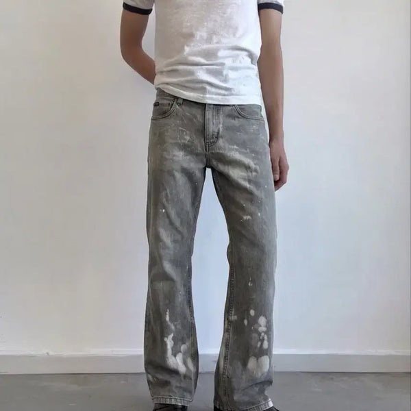 [BUNJANG] RVCA x Leo Romero Bleach Splatter Distressed Semi-Bootcut Denim Pants / RVCA x 레오 로메로 디스트레스드 블리치 세미 부츠컷 데님 팬츠