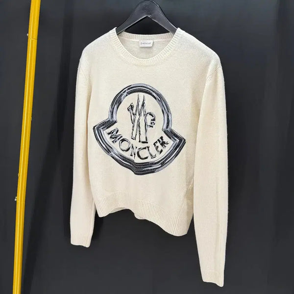 [BUNJANG] Moncler Big Logo Embroidered Patch Knit Sweater - Women's Size S / [S사이즈] 몽클레어 빅로고 자수패치 여성 니트