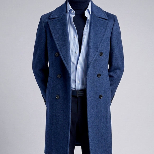 [BUNJANG] TIME HOMME Italian Piacenza Llama Double-Breasted Coat Cobalt Blue Navy / 타임옴므 / TIME HOMME 이태리 피아첸자 라마 더블코트 / 100