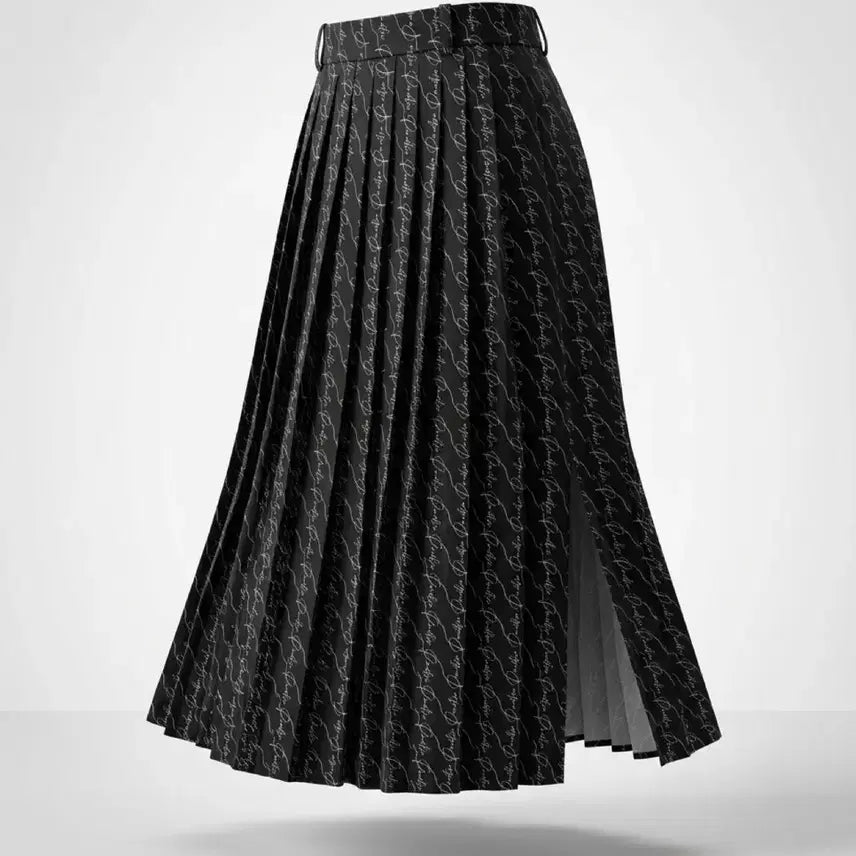 [BUNJANG] Pantio Lettering Pleated Skirt Black / 여성M/ 수입 pantio 레터링 플리츠 스커트 블랙