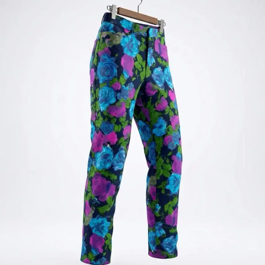 [BUNJANG] Women's Floral Pattern Spandex Pants - Size 66 / 여성66/ 국내제작 전체 스판 꽃무늬 바지