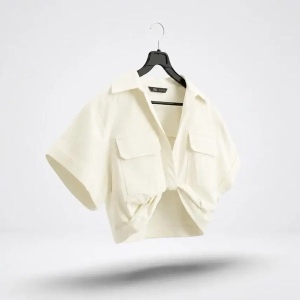 [BUNJANG] Zara Women's Ivory Cropped Shirt / 여성XS/ 자라 크롭 셔츠 아이보리