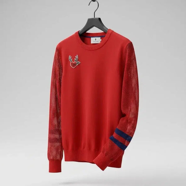 [BUNJANG] W.Angle Golf Knit Red Mesh Sleeve Women's Size 90 / 여성90/ 와이드앵글 골프 망사 소매 니트 레드
