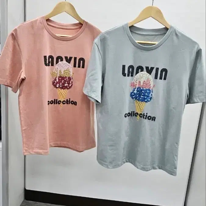 [BUNJANG] Lang/Bang Collection Ice Cream Bead Embellished T-Shirt / (@땡처리)랑/방 컬렉션 아이스크림 비즈 장식 티셔츠