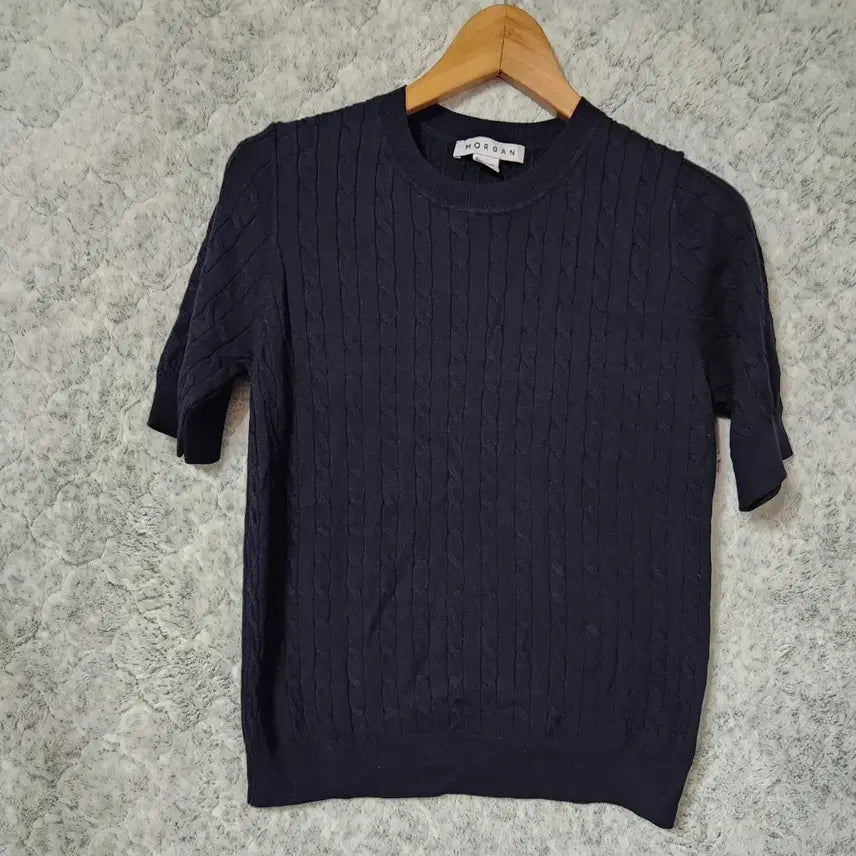 [BUNJANG] MORGAN Women's Short Sleeve Cable Knit Sweater (Size 66) / 194B [66] MORGAN 여성 반팔 꽈배기 니트
