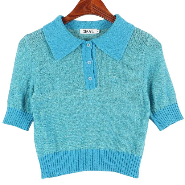 [BUNJANG] Grove Women's Short Sleeve Knit Top / 그로브 GROVE 반팔 니트  / k5254