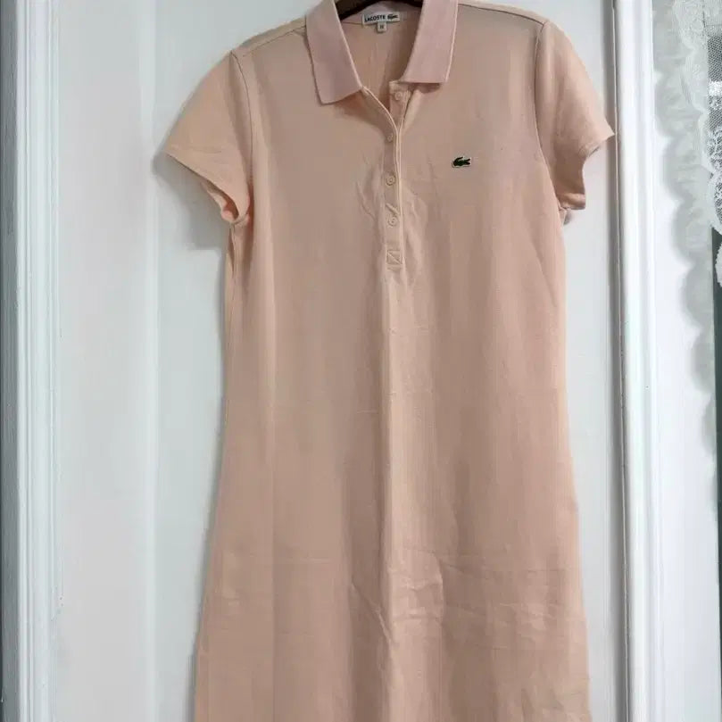 [BUNJANG] Lacoste Light Pink Collar Dress Size 38 / 라코스테 연핑크 카라 원피스 38 LACOSTE pk ops
