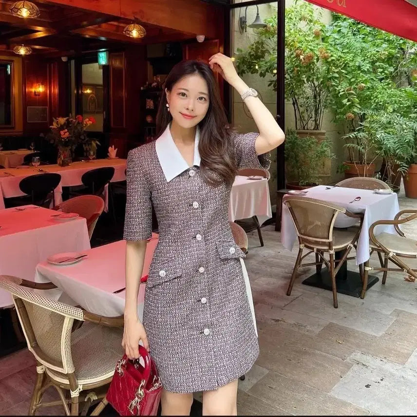 [BUNJANG] Aoira Kim Min-young Tweed Dress / 교신 아옳이 로아르 김민영 트위드 원피스 드레스 (하객룩 피로연 상견례