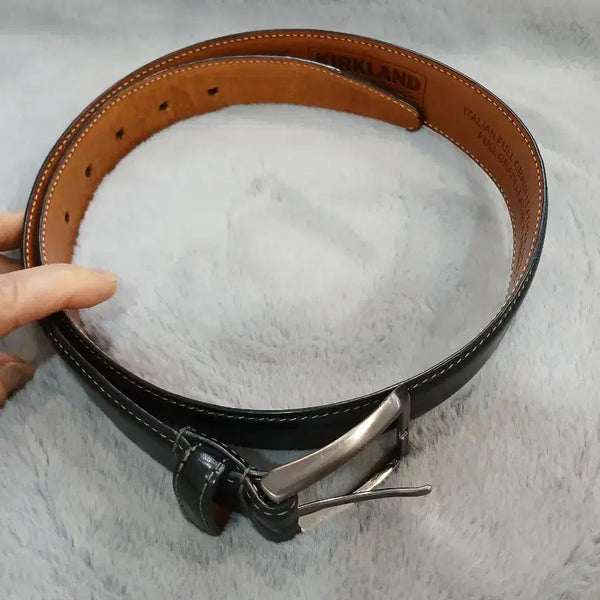 [BUNJANG] Kirkland Signature Italian Full Grain Leather Belt Black / 커클랜드 이탈리안 풀그레인 가죽 벨트 블랙