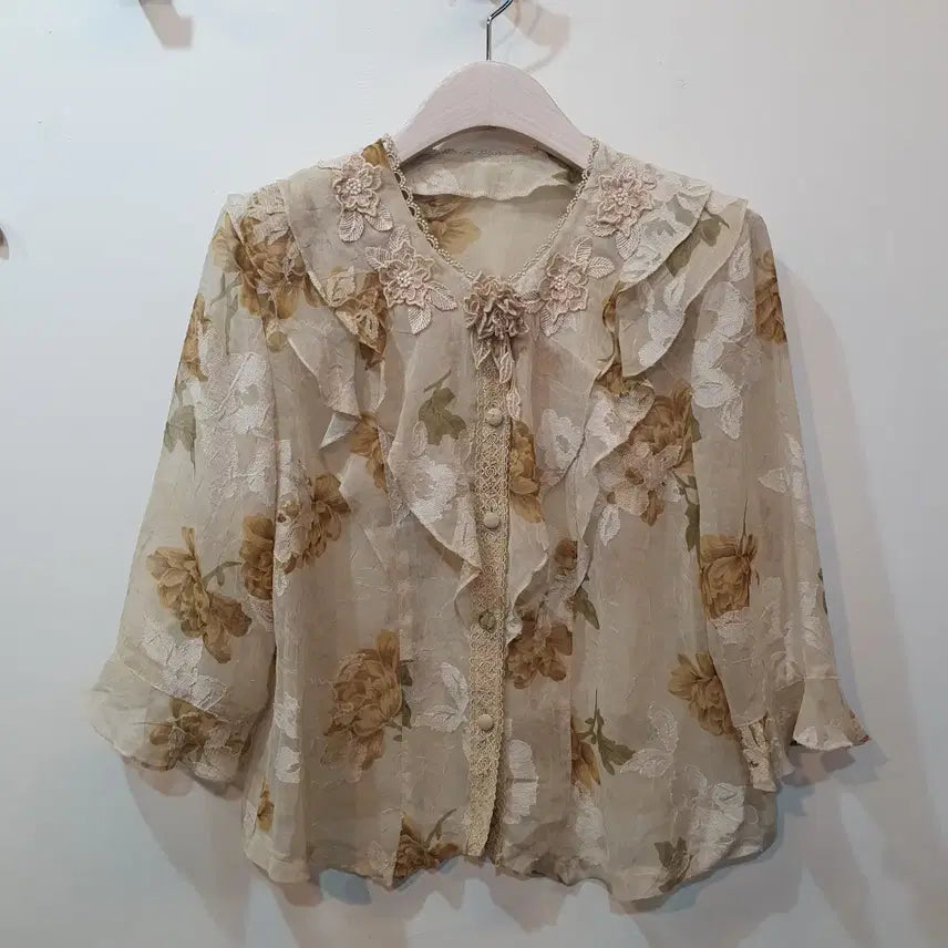 [BUNJANG] Vintage Yellow Flower Blouse - Made in Japan / 빈티지 옐로우 플라워 블라우스 made in Japan
