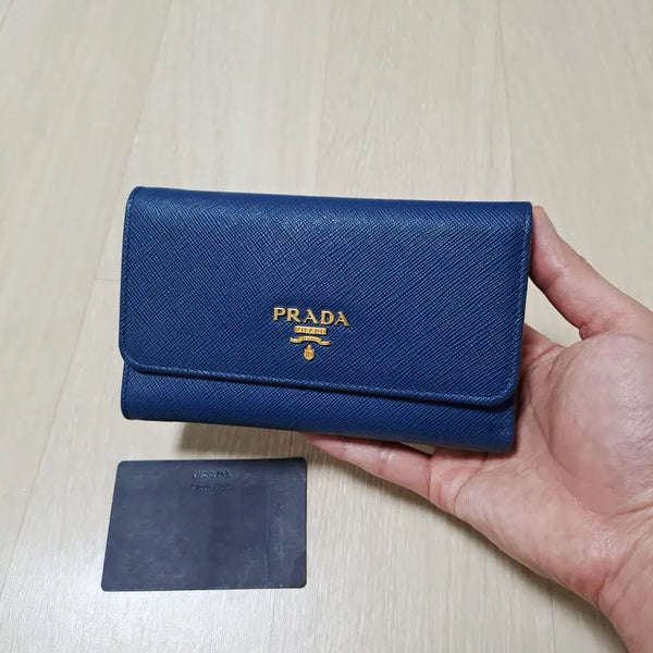 [BUNJANG] Prada Saffiano 3-Fold Wallet Navy / [100%/정품] 프라다 사피아노 실용성 좋은 3단 반지갑 네이비