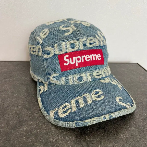[BUNJANG] Supreme Washed Chino Twill Camp Cap FW21 / (OS) 슈프림 박스로고 캠프캡 모자 프레이드 로고 데님 21SS