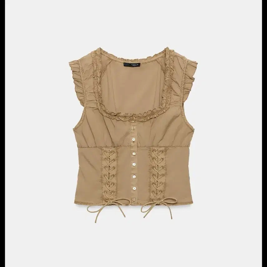 [BUNJANG] Zara Washed Poplin Top / 자라 ZARA 워싱 페이크 포플린 탑