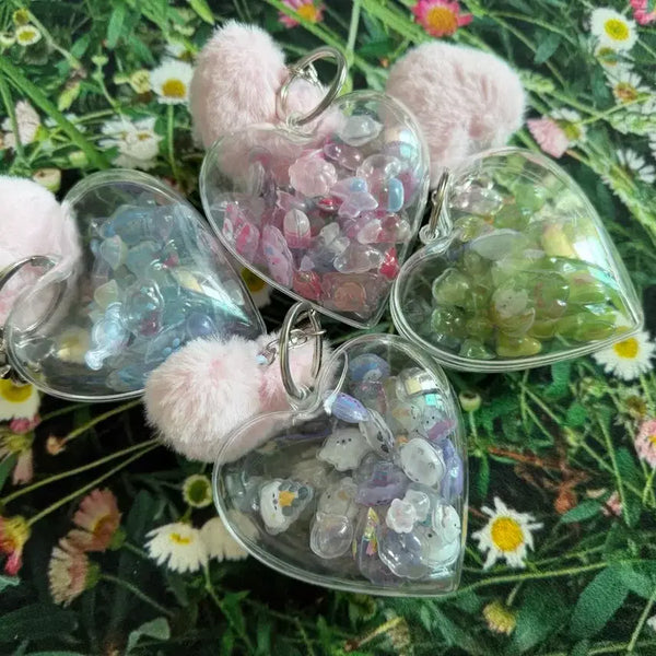 [BUNJANG] Daiso Heart Case Keychain with 3D Stickers / 다이소 하트 케이스 입체스티커 키링 4종