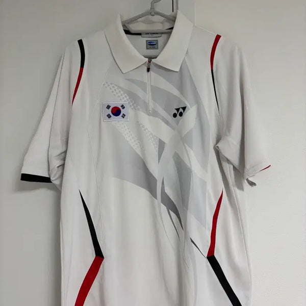 [BUNJANG] Yonex Badminton National Team Half-Zip Short-Sleeve Polo Shirt Size 105 / 요넥스 배드민턴 국대 반집업 반팔 카라티 105