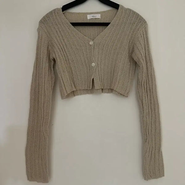 [BUNJANG] Beige Crop Cardigan / (새상품) 여름 베이지 크롭 가디건