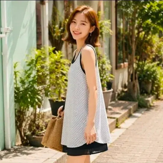 [BUNJANG] Armani Exchange Layered Sleeveless Midi Dress / 아르마니 익스체인지(A|X) 레이어드 민소매 미디원피스 66