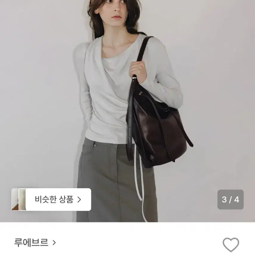 [BUNJANG] L'OBJET Draped String T-Shirt Light Gray / 루에브르 Draped string t shirt 라이트 그레이 티셔츠