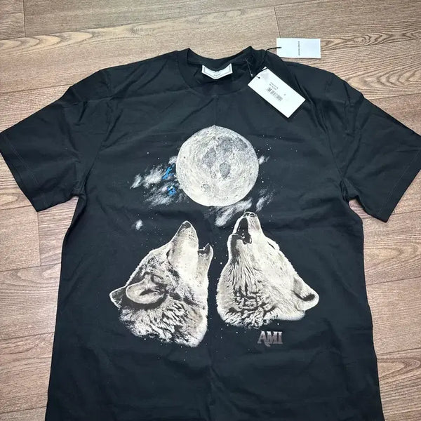 [BUNJANG] AMI Black Wolf Short Sleeve T-Shirt Size S / AMI 블랙 울프 반팔 티셔츠 S사이즈