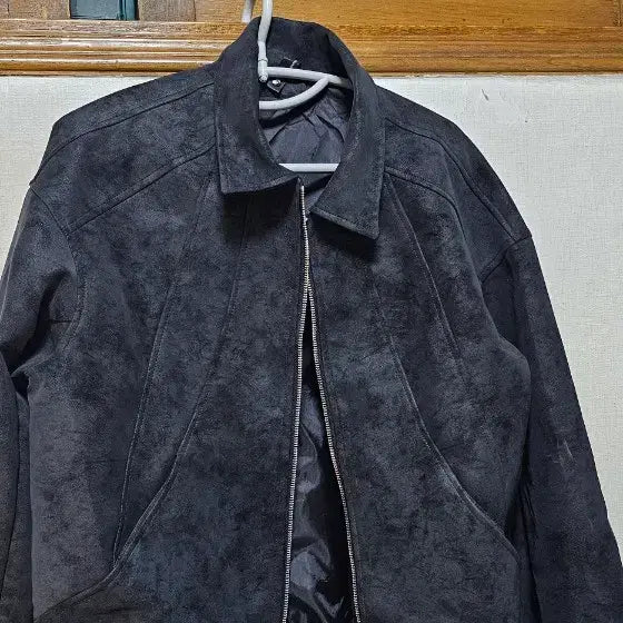 [BUNJANG] Suede Bomber Jacket Navy / 스웨이드 봄버 자켓 네이비
