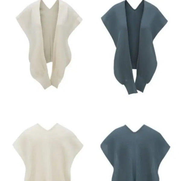 [BUNJANG] Le917 Cotton Blend Knit Top Muffler Blue/Beige / 르917 코튼 블렌드 니트탑 머플러 블루/베이지 각각