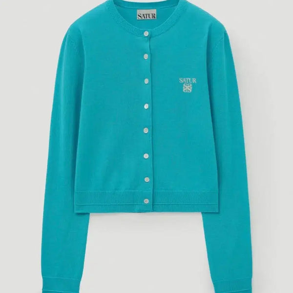 [BUNJANG] Sette Lauren Basic Crewneck Fine Cardigan Blue / (M) 세터 로렌 베이직 크루넥 파인 가디건 블루