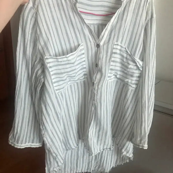 [BUNJANG] ZARA BASIC Striped Summer Shirt / ZARA BASIC 스트라이프 여름 셔츠