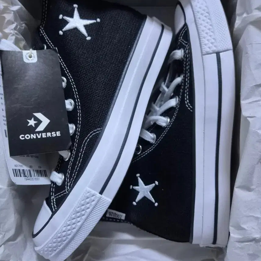 [BUNJANG] Stüssy x Converse Chuck 70 High Top Black White Sneakers (230mm) / (새상품) 컨버스 하이 스투시 블랙 230