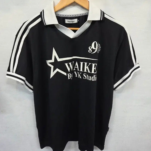 [BUNJANG] YK Star Logo Rugby Jersey Short Sleeve L Oversized Size 1 / 와이케이 스타로고 럭비 져지 반팔 대럐 L 오버핏 1사이즈
