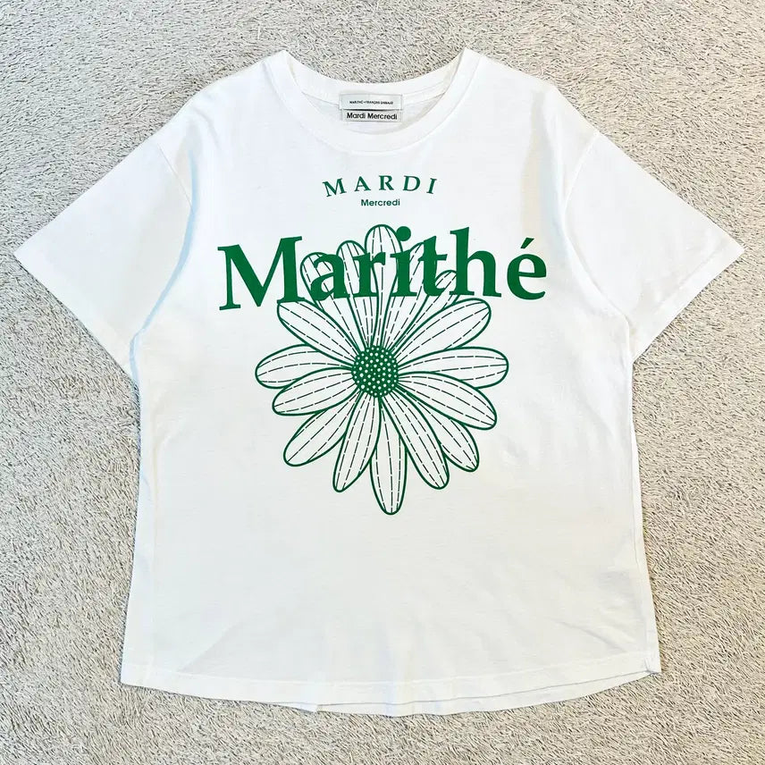 [BUNJANG] Mardi Mercredi X Marithe Graphic Short Sleeve T-Shirt White WS / [WS] 마르디 메크르디 X 마리떼 그래픽 반팔 티셔츠 화이트