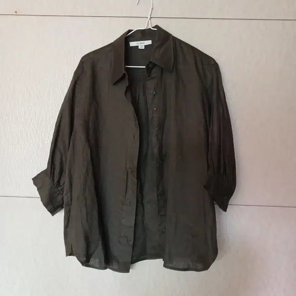 [BUNJANG] Khaki Linen Blend Shirt / 진카키색상마셔츠