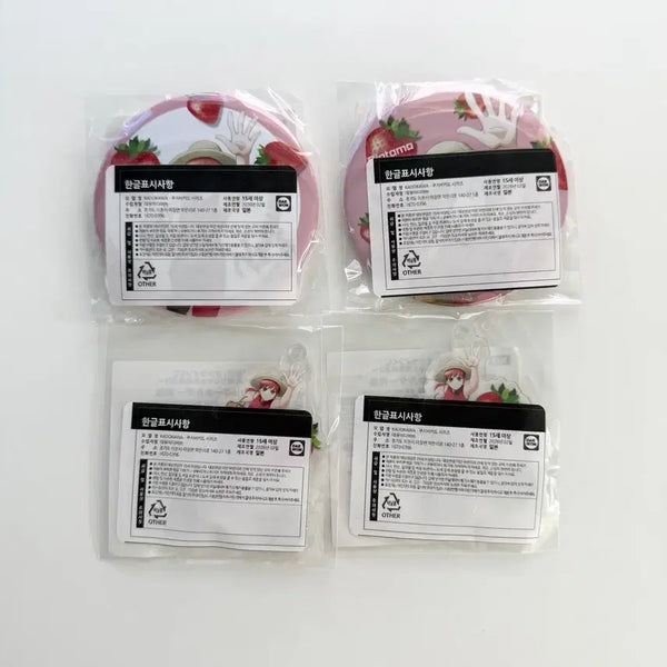 [BUNJANG] Gintama Gashapon Kagura Strawberry Can Badge & Keychain Bundle / 은혼 쿠지비키도 딸기 카구라 캔뱃지 키링 일괄