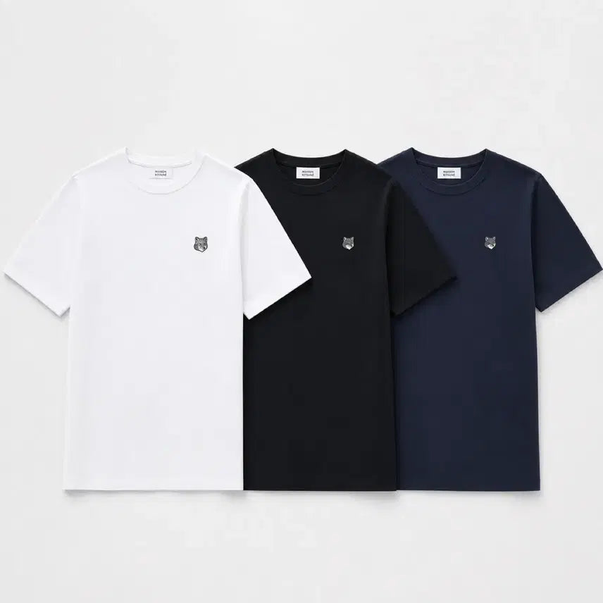 [BUNJANG] Maison Kitsuné Fox Head Patch Short Sleeve T-Shirt / 메종 키츠네 원폭스 반팔티 블랙/화이트/네이비 미개봉 새상품