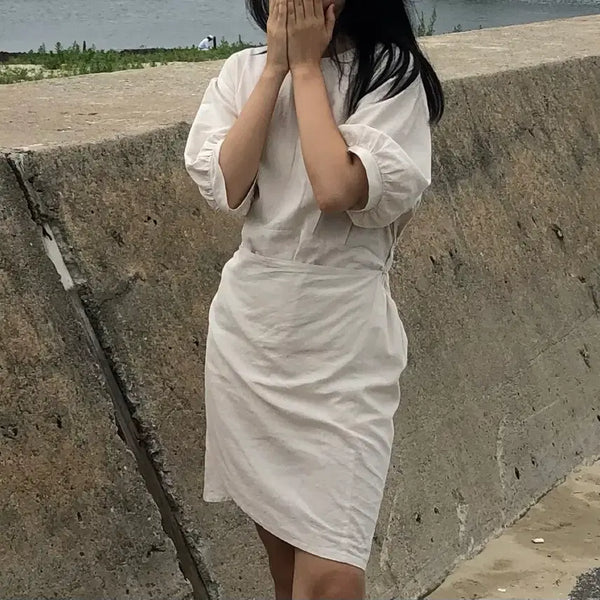 [BUNJANG] Linen Wrap Dress Skirt / 린넨 랩 스커트 원피스