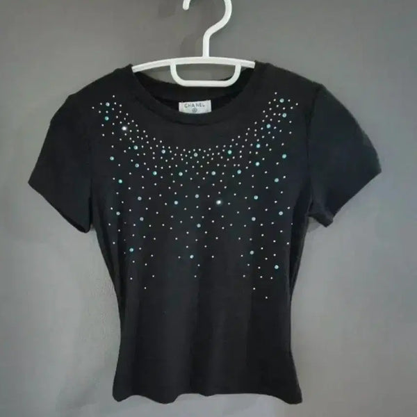 [BUNJANG] Black Cubic Short-Sleeve T-Shirt / (새상품)고퀄 반팔 티셔츠 블랙 큐빅