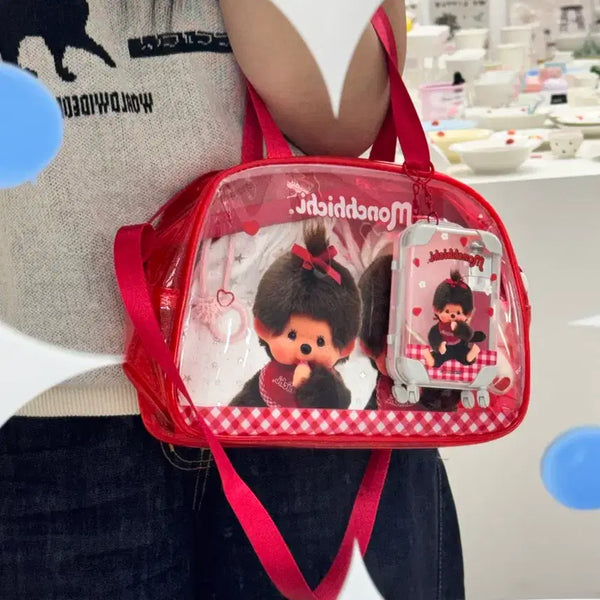 [BUNJANG] Monchhichi Beach Bag & Carrier Charm Set / 몬치치 비치백 + 몬치치 캐리어 키링