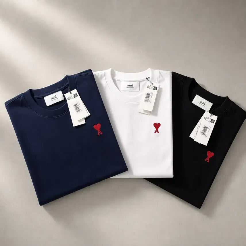[BUNJANG] AMI Small Heart Logo T-Shirt (Navy/White/Black) - Sealed New / 아미 스몰 하트 반팔티 네이비/화이트/블랙 미개봉 새상품