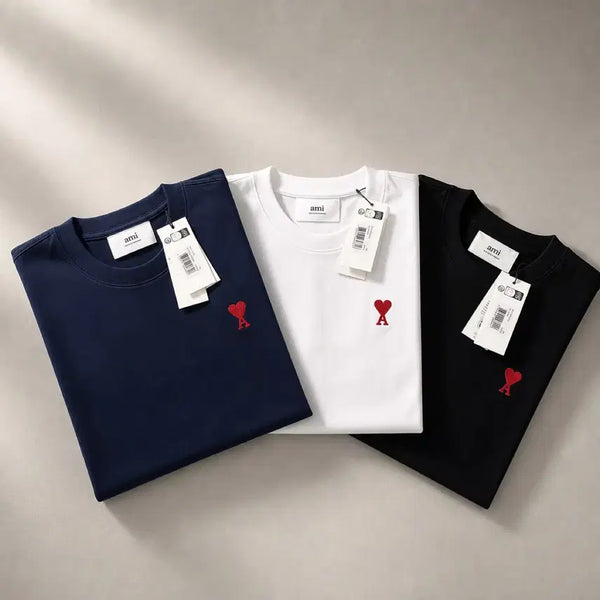 [BUNJANG] AMI Small Heart Logo T-Shirt (Navy/White/Black) - Sealed New / 아미 스몰 하트 반팔티 네이비/화이트/블랙 미개봉 새상품