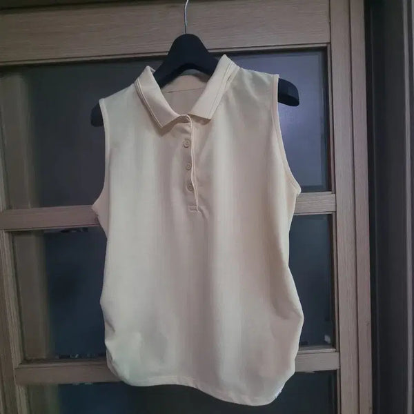 [BUNJANG] Andar Sleeveless Collar T-Shirt M / 안다르 민소매 카라 티셔츠 M