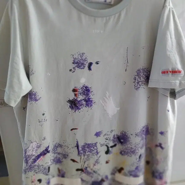 [BUNJANG] Off-White Paint Splatter Short Sleeve T-Shirt / OFF WHITE 정품 오프화이트 페인트 스프레이 반팔 티셔츠 L
