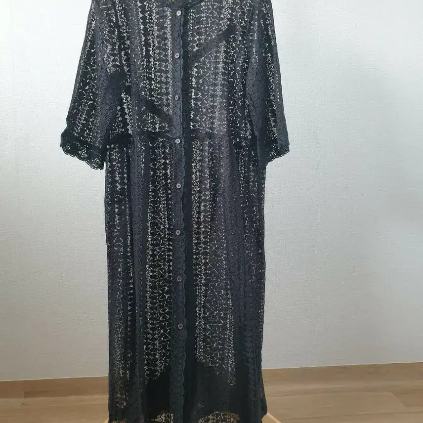 [BUNJANG] Black Lace Long Cardigan One Size / 블랙 레이스 롱가디건 총길이110센지 싸이즈F