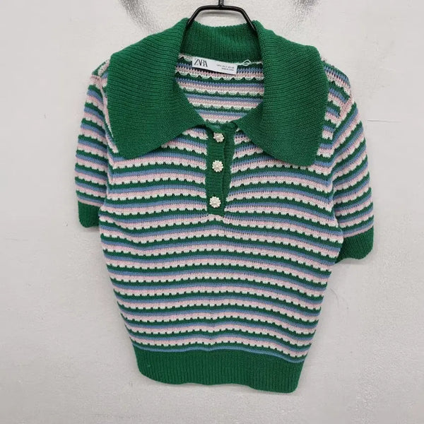 [BUNJANG] Zara Women's Short Sleeve Collar Knit (Size 55) / [여성55 size] 자라 반팔 카라 니트
