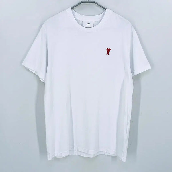 [BUNJANG] AMI Men's Summer Logo Embroidered T-Shirt White L / 아미 남성 여름 로고자수 반팔티 화이트L (HU45094)