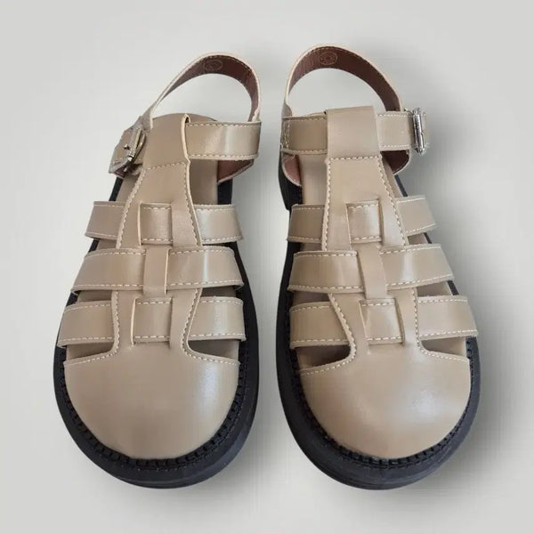 [BUNJANG] Beige Strap Platform Sandals (240) / 스트랩 플랫폼 샌들 240