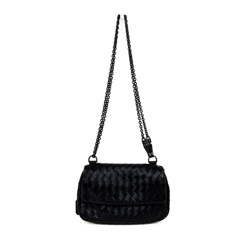 [BUNJANG] Bottega Veneta Intrecciato Nappa Chain Shoulder Bag Crossbody Black / 보테가베네타 블랙 인트레치아토 나파 체인 숄더백 겸 크로스백 310774