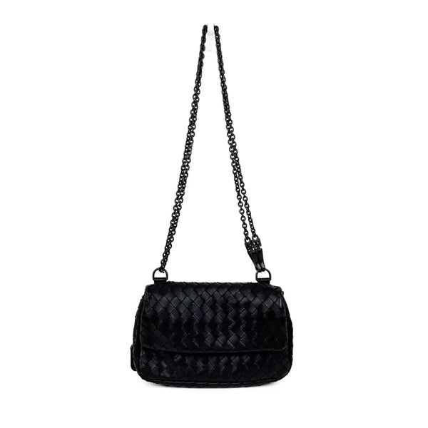[BUNJANG] Bottega Veneta Intrecciato Nappa Chain Shoulder Bag Crossbody Black / 보테가베네타 블랙 인트레치아토 나파 체인 숄더백 겸 크로스백 310774