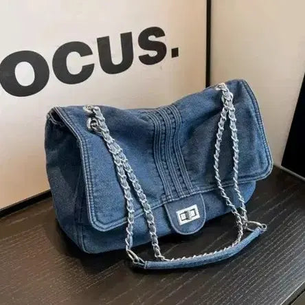 [BUNJANG] Denim Chain Shoulder Bag / 청바지 체인 숄더백 미사용