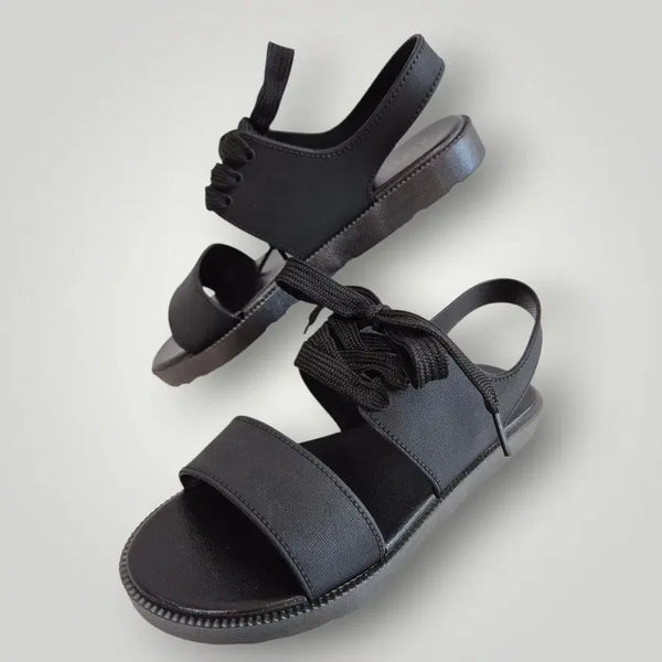 [BUNJANG] Black Ribbon Strap Sandals (235mm) / 블랙 리본 스트랩 샌들 235mm